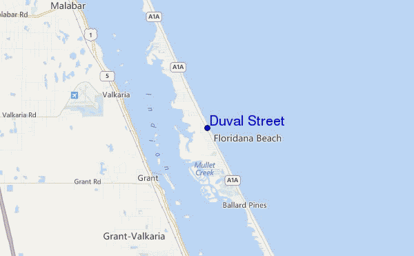 mapa de localização de Duval Street