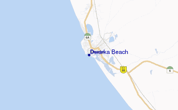 mapa de localização de Dwarka Beach