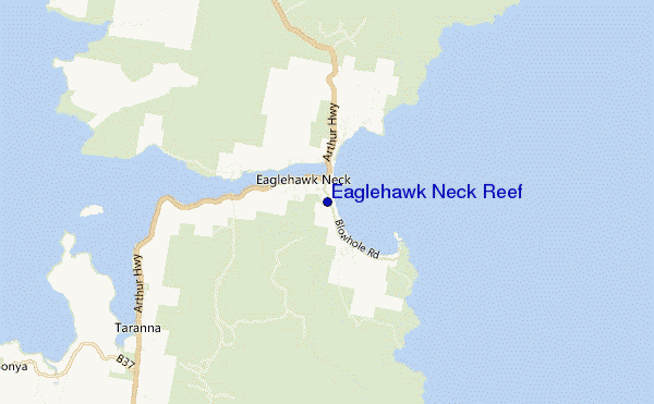 mapa de localização de Eaglehawk Neck Reef