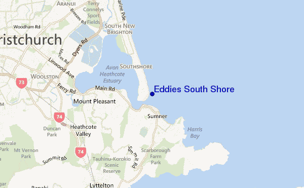 mapa de localização de Eddies South Shore