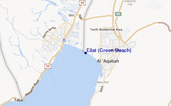 mapa de localização de Eilat (Green Beach)