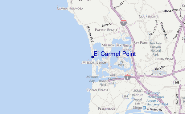 mapa de localização de El Carmel Point