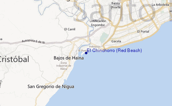 mapa de localização de El Chinchorro (Red Beach)