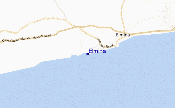 mapa de localização de Elmina