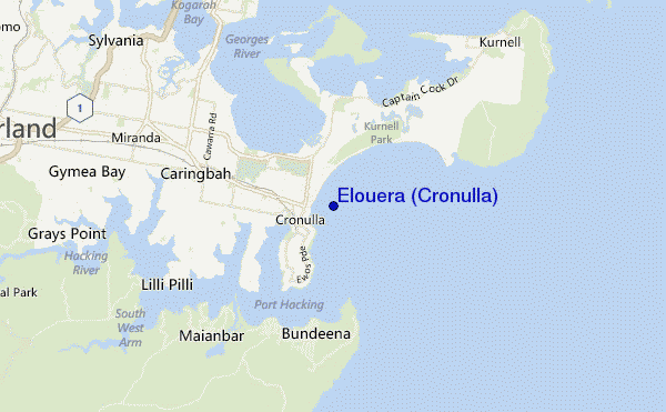 mapa de localização de Elouera (Cronulla)