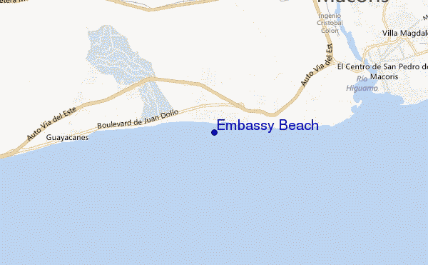 mapa de localização de Embassy Beach