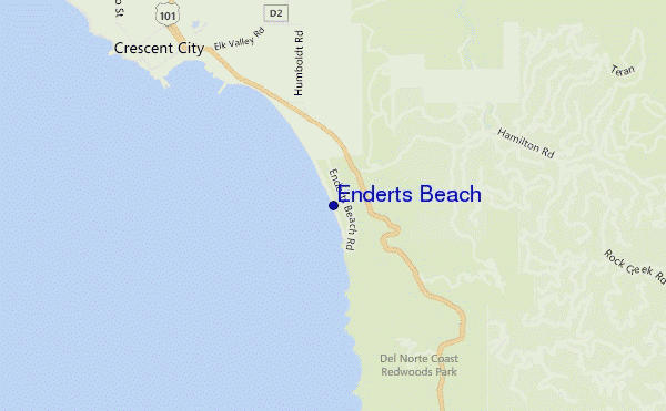 mapa de localização de Enderts Beach