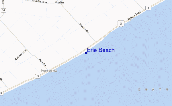 mapa de localização de Erie Beach