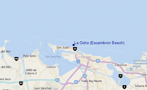 mapa de localização de La Ocho (Escambron Beach)