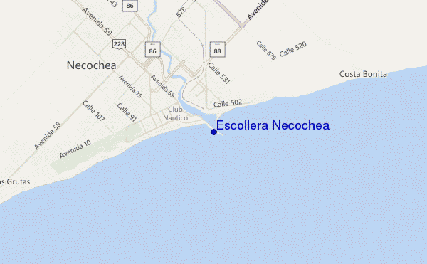 mapa de localização de Escollera Necochea
