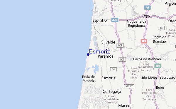 mapa de localização de Esmoriz