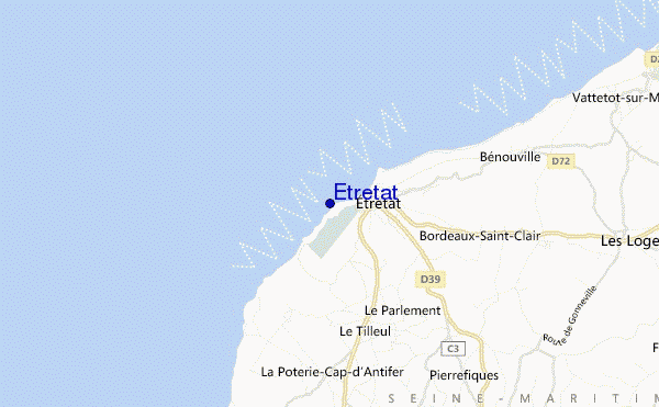 mapa de localização de Etretat