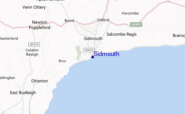 mapa de localização de Sidmouth