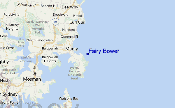 mapa de localização de Fairy Bower