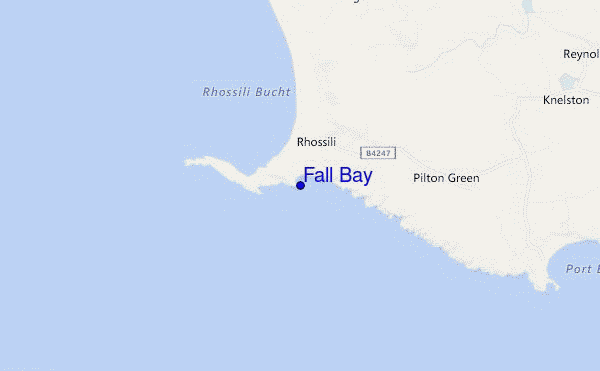 mapa de localização de Fall Bay