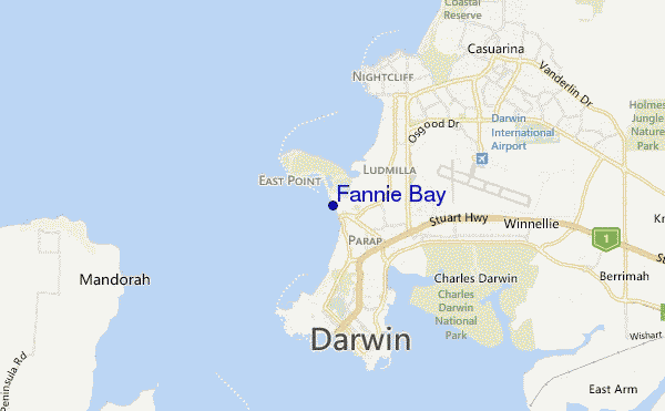 mapa de localização de Fannie Bay