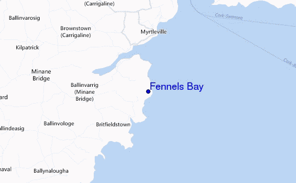 mapa de localização de Fennels Bay