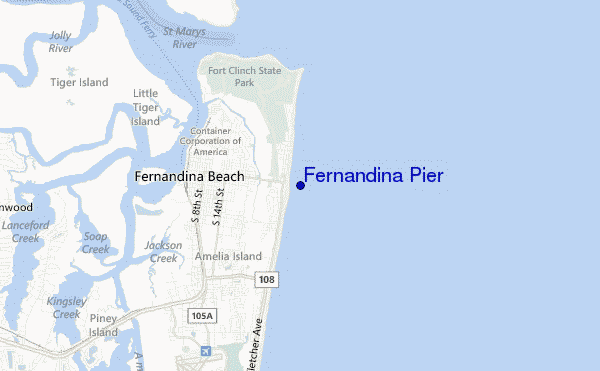 mapa de localização de Fernandina Pier