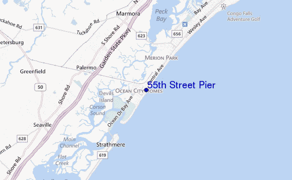 mapa de localização de 55th Street Pier