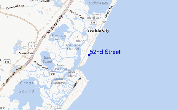 mapa de localização de 52nd Street