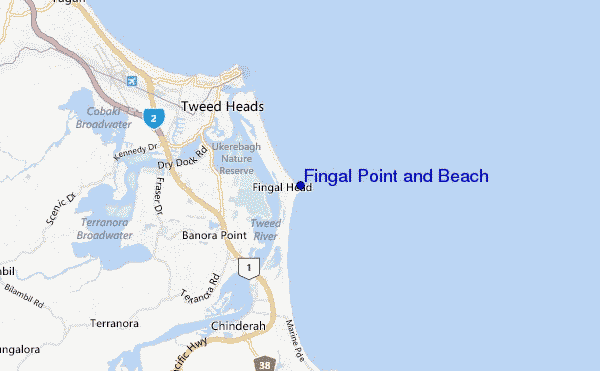 mapa de localização de Fingal Point and Beach