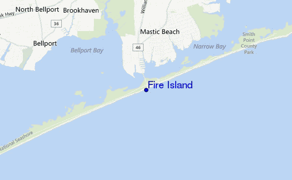 mapa de localização de Fire Island