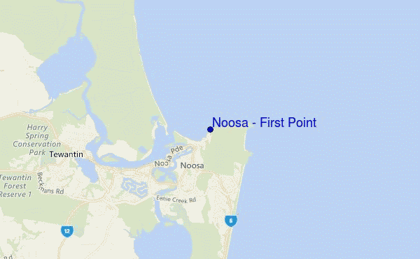 mapa de localização de Noosa - First Point