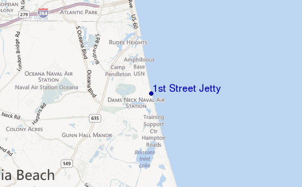 mapa de localização de 1st Street Jetty