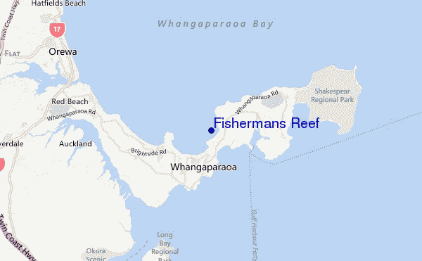 mapa de localização de Fishermans Reef