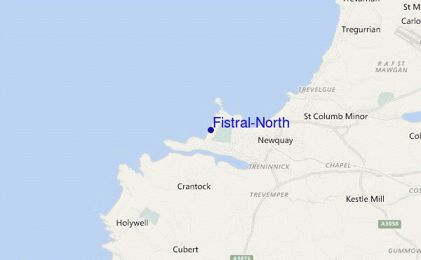 mapa de localização de Fistral-North