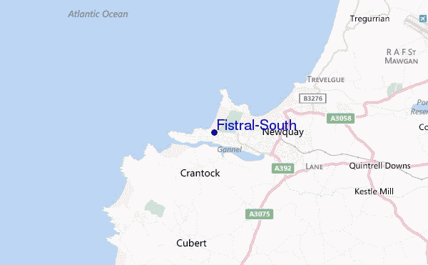 mapa de localização de Fistral-South