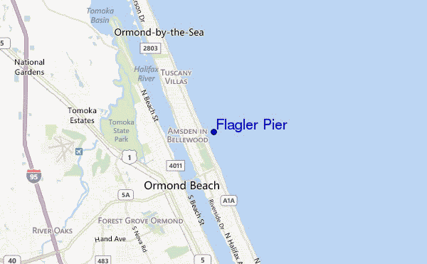 mapa de localização de Flagler Pier