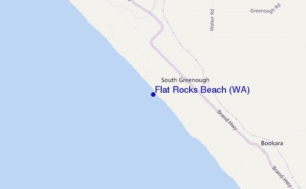mapa de localização de Flat Rocks Beach (WA)