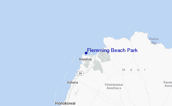 mapa de localização de Flemming Beach Park