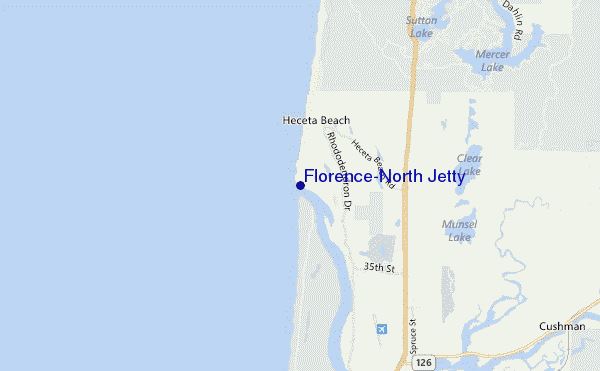 mapa de localização de Florence-North Jetty