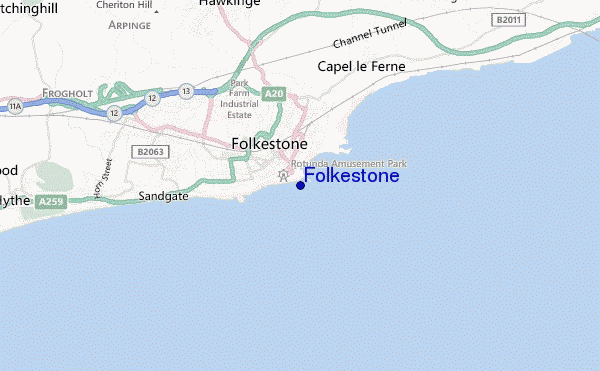 mapa de localização de Folkestone
