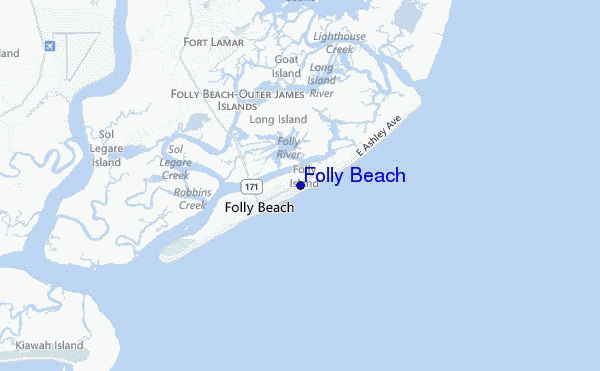 mapa de localização de Folly Beach