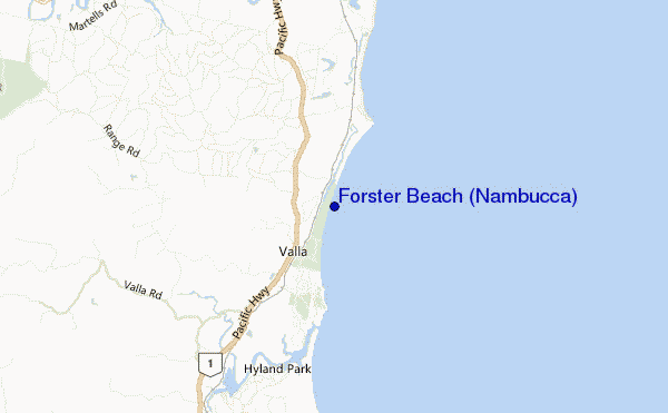 mapa de localização de Forster Beach (Nambucca)