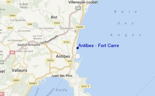 mapa de localização de Antibes - Fort Carre