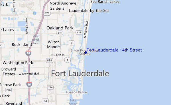 mapa de localização de Fort Lauderdale 14th Street
