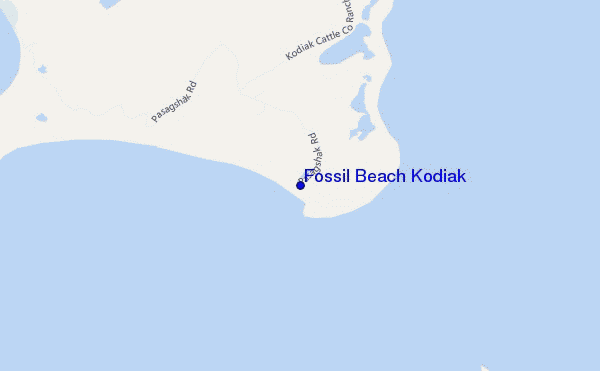 mapa de localização de Fossil Beach Kodiak