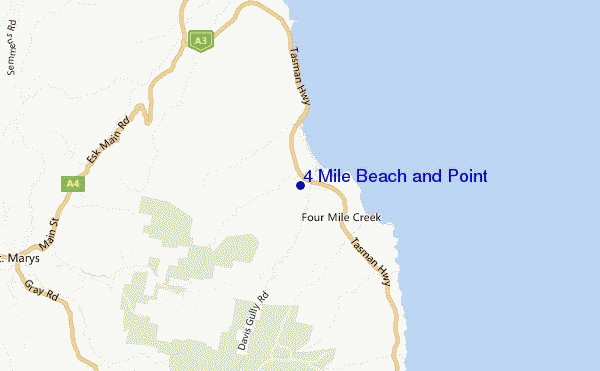 mapa de localização de 4 Mile Beach and Point