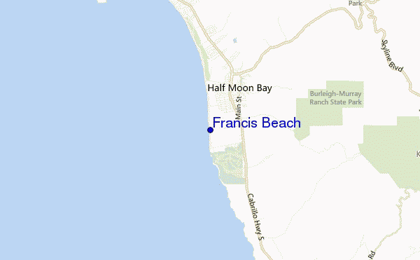 mapa de localização de Francis Beach