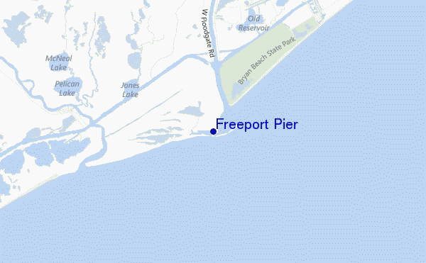 mapa de localização de Freeport Pier