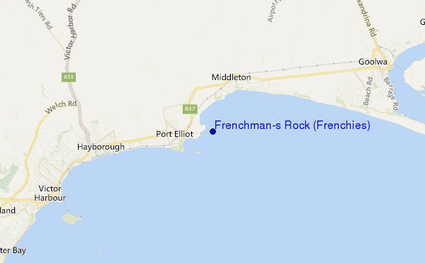 mapa de localização de Frenchman's Rock (Frenchies)