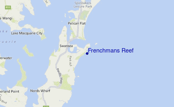 mapa de localização de Frenchmans Reef