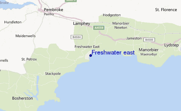 mapa de localização de Freshwater east