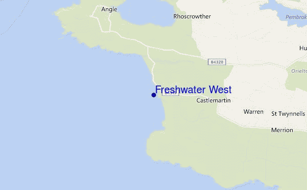mapa de localização de Freshwater West