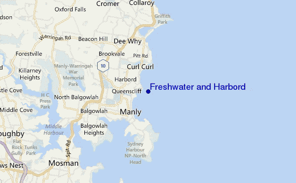 mapa de localização de Freshwater and Harbord