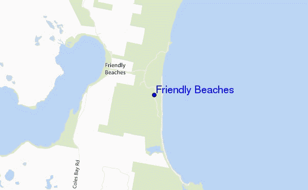mapa de localização de Friendly Beaches